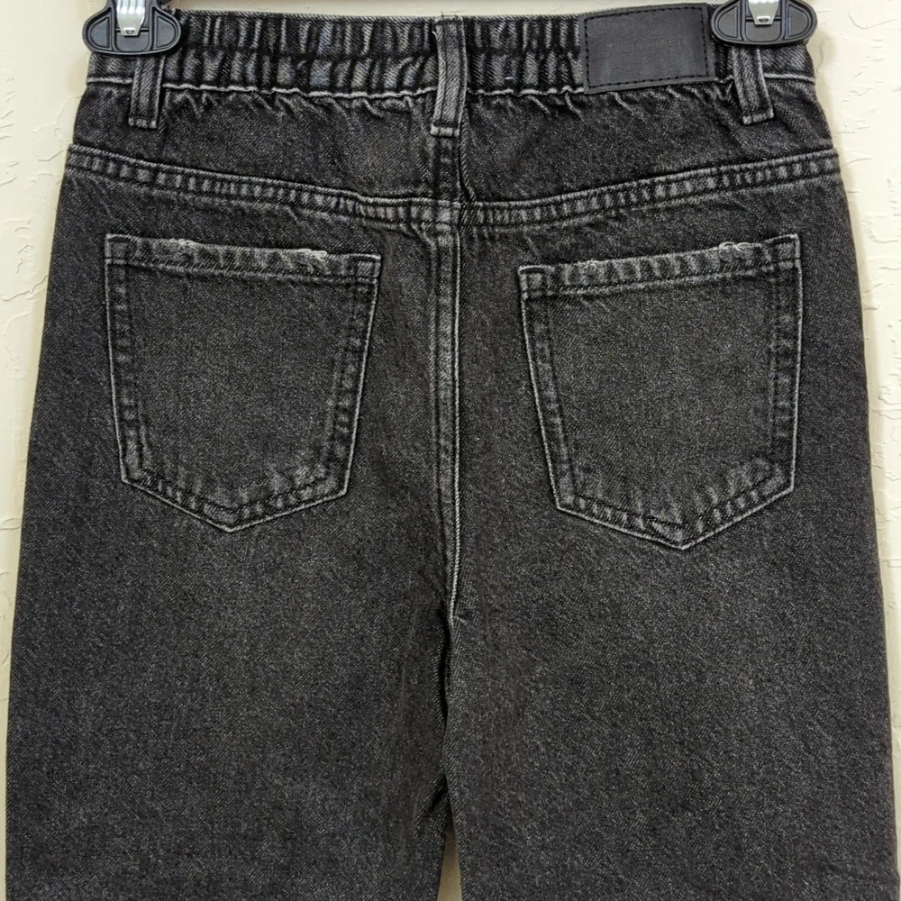 Zara Girls Black Mom Fit Distressed Elastic Waist Jeans Size 9